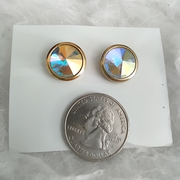 Rivoli Stone Bezel Set Stud Earrings - Picture 13 of 13